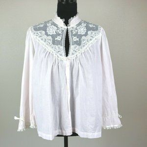 Vintage Barbizon Sleep Shirt Large - XLarge Lace Pale Pink Feminine Button Front